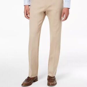 Tommy Hilfiger Mens Modern Fit Flex Dress Pants Tan Flat Front Taper NWT 32x34